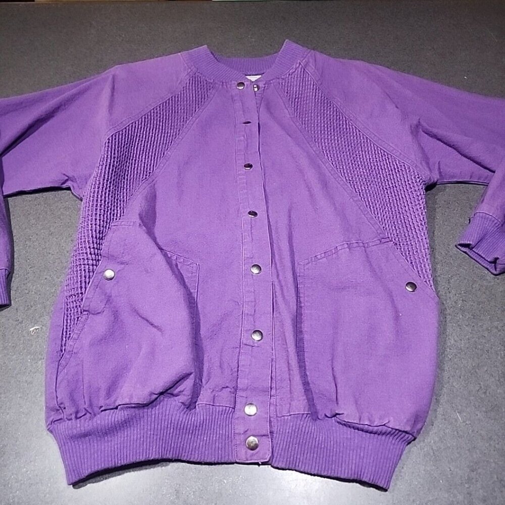 LA Seat Covers Womens Casual Regular Purple Lightweight Cotton Jacket Snaps